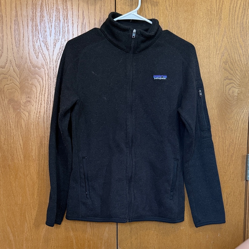 Patagonia Black Fleece Jacket with Multicolor Logo
